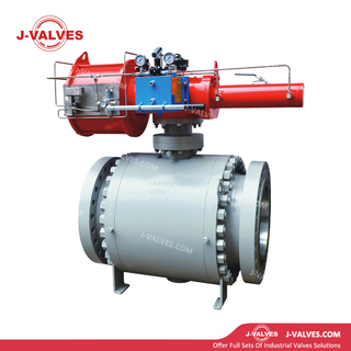 Válvula de bola de muñón de brida de acero forjada neumática DN500 600LB